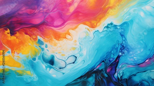 Vibrant Marbled Acrylic Paint Waves Abstract Art