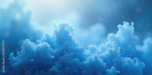 Delicate wisps of blue vapour dance in cold air, frosty, foggy