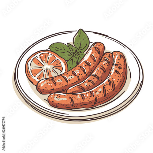 A simple illustration of two grilled sausages 