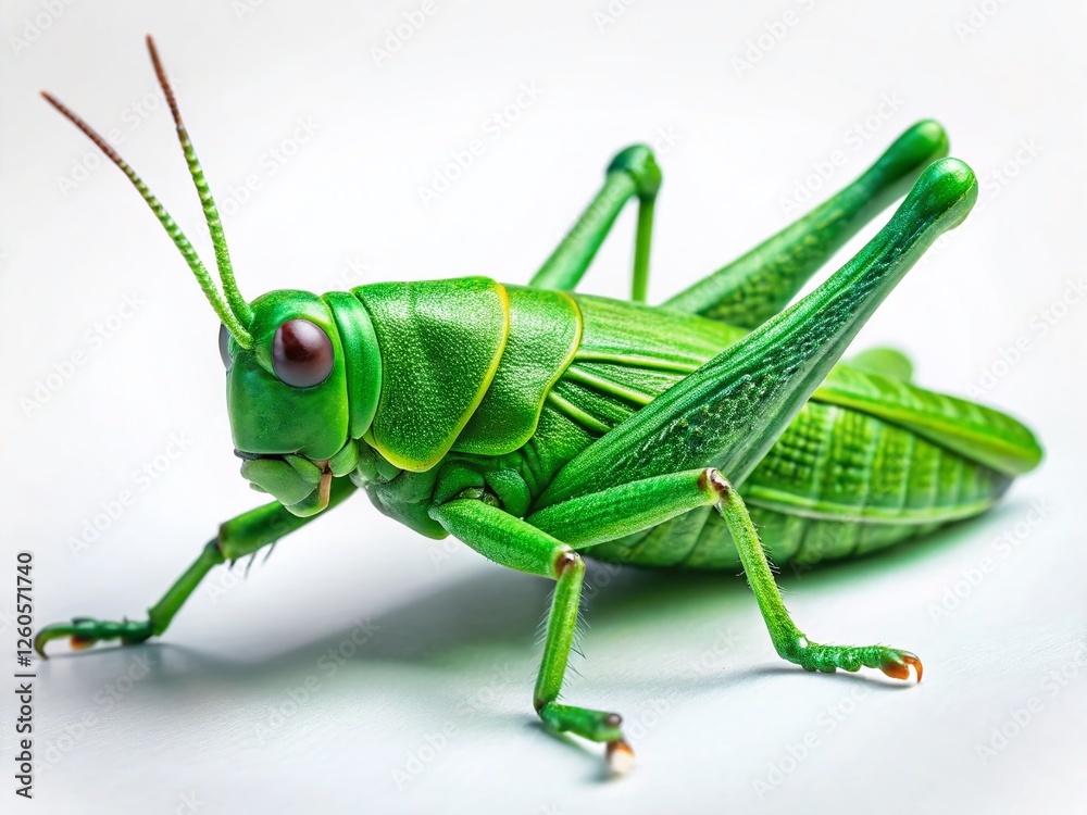 Close-up Green Grasshopper Toy Isolated on White Background - Perfect for Children's Product Photography Close-up Green Grasshopper Toy Isolated on White Background - Perfect for Children's Product Photography