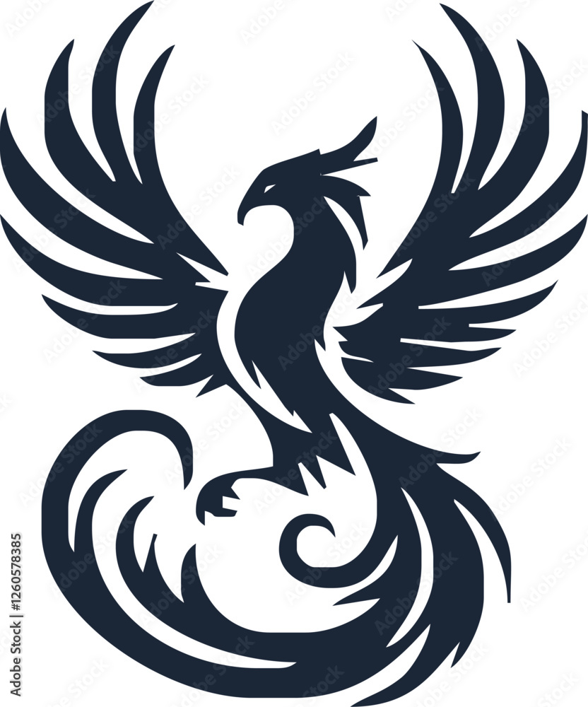 Obraz premium Phoenix. Vector illustration of fire bird in tattoo style. Logo for a sports team or fashionable clothes. Mythical symbol of freedom, rebirth and rising. Phoenix emblem