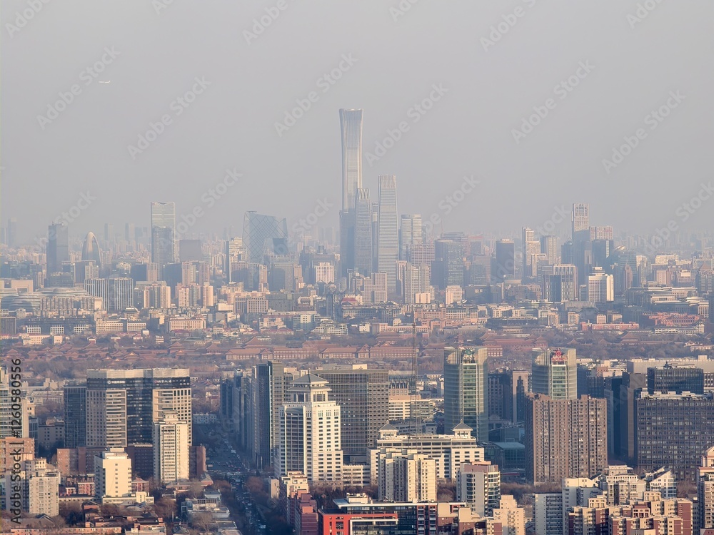 Fototapeta premium Aerial view of Beijing city, China