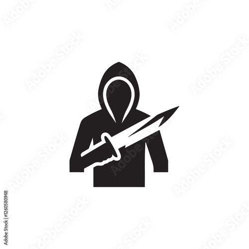 Stealth assassin holding a knife silhouette
