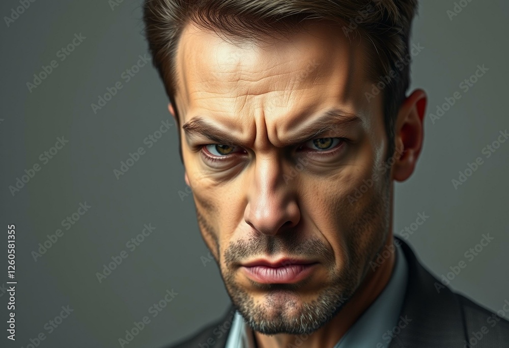Fototapeta premium Angry male portrait with neutral background