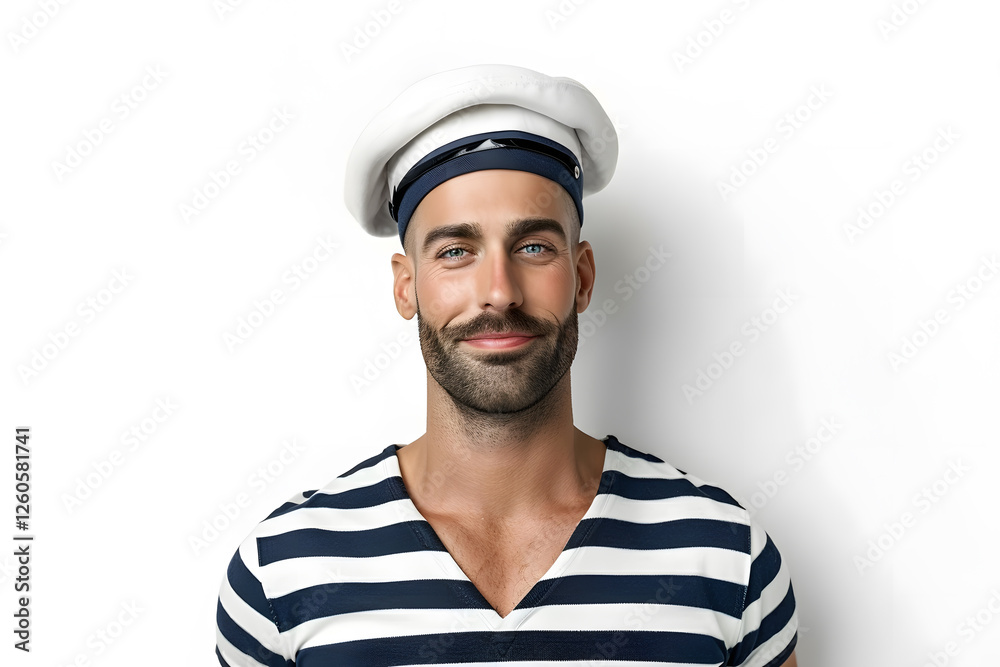Portrait young smiling sailor man in a uniform, isolated on white background Portrait young smiling sailor man in a uniform, isolated on white background