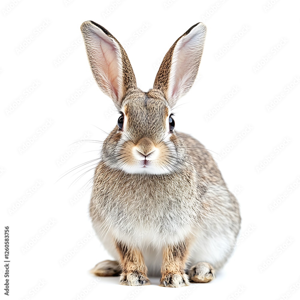 Fototapeta premium Cute bunny rabbit, studio shot, white background, Easter