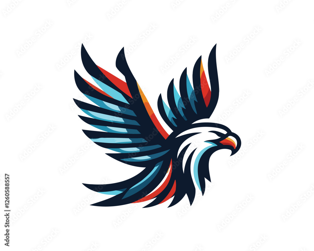 Fototapeta premium Beautiful Eagle Color Logo Design Vector Template