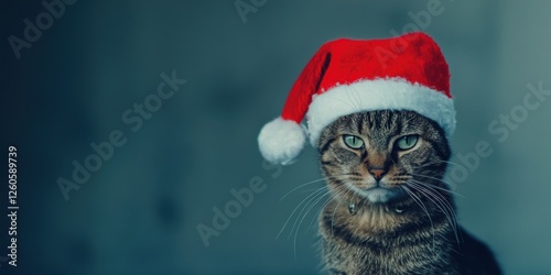 A Festive Cat wearing a Santa Hat to Spread Holiday Cheer and Joy during the Season