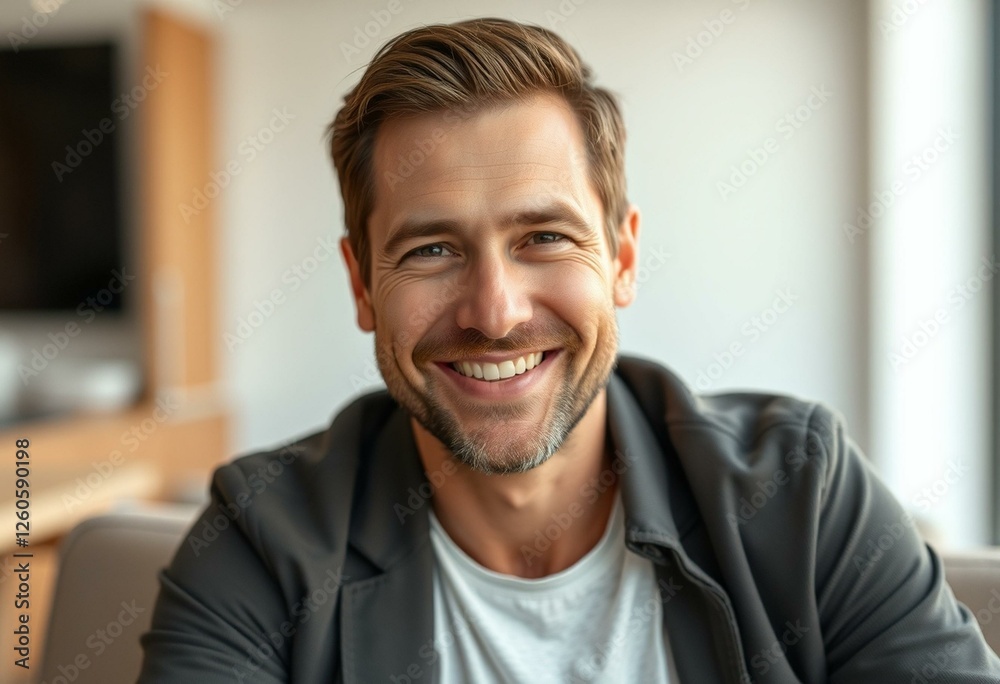 Naklejka premium Portrait of a smiling male adult with a friendly expression