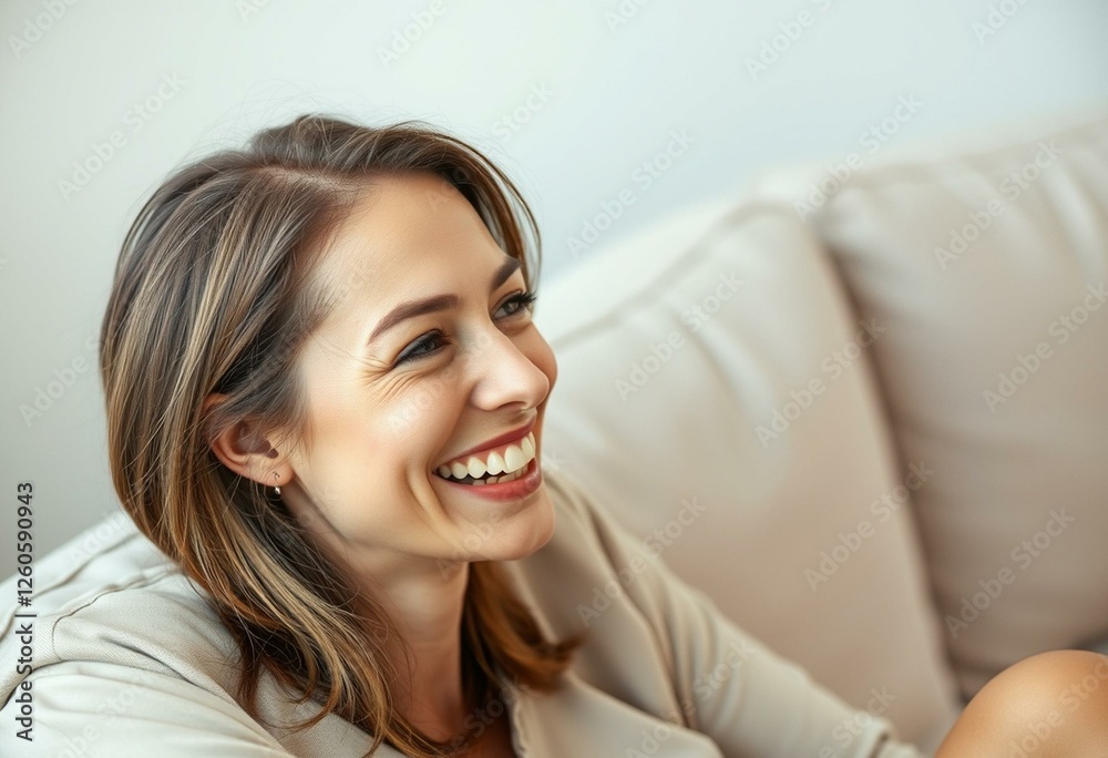 Warm and natural portrait of a laughing female Warm and natural portrait of a laughing female