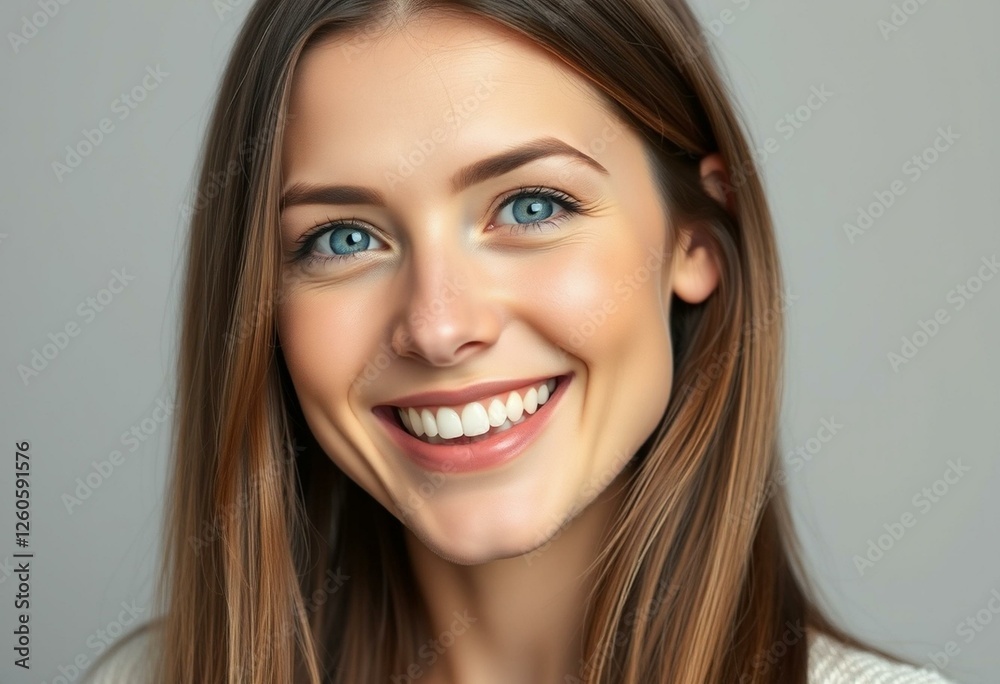 Photorealistic portrait of a smiling female Photorealistic portrait of a smiling female