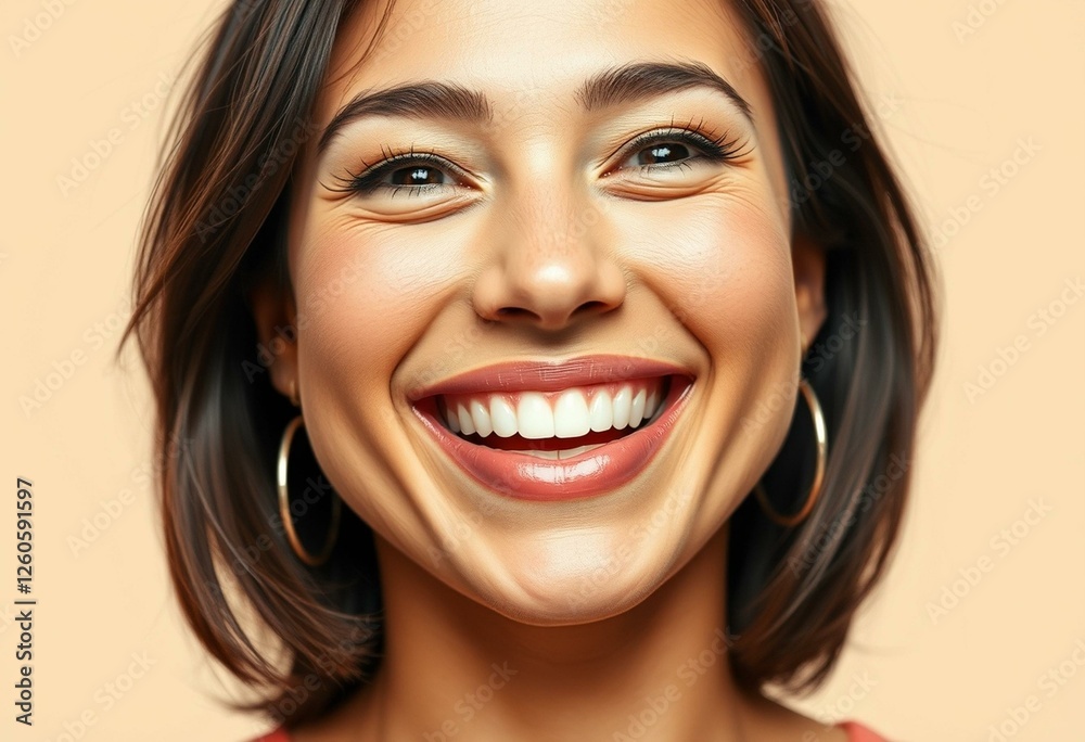Photorealistic portrait of a laughing female Photorealistic portrait of a laughing female