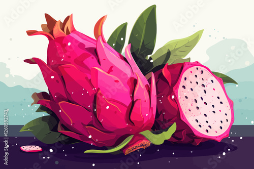 Background with dragon fruit. Vector illustration.