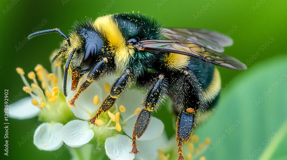 Bumblebee pollinates a flower while contributing to essential conservation efforts in natural habitats. Generative AI Bumblebee pollinates a flower while contributing to essential conservation efforts in natural habitats. Generative AI