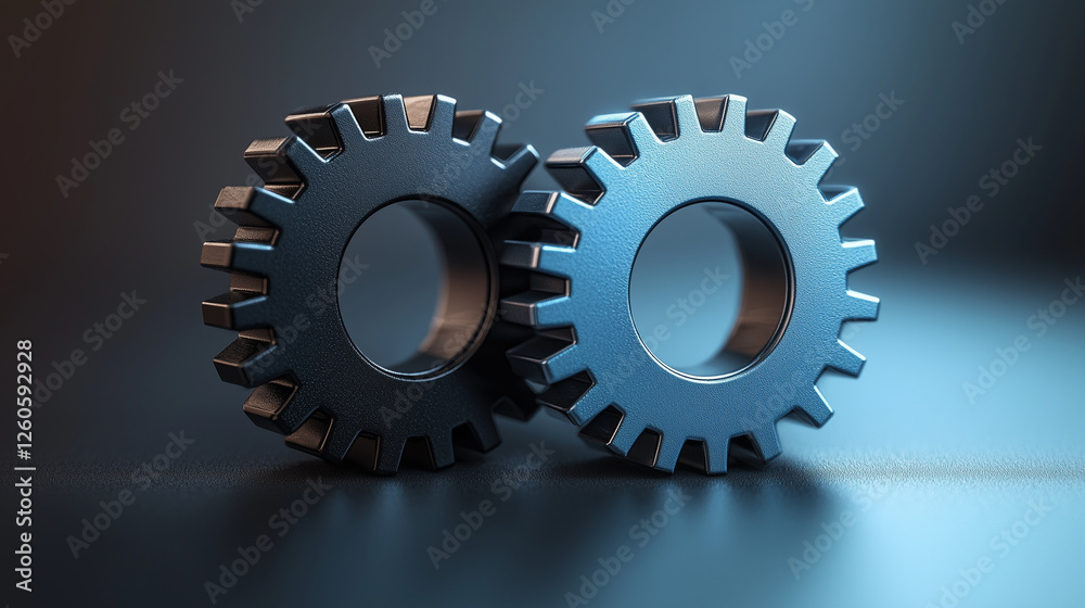 Two Interlocking Metal Gears with a Modern Industrial Design Two Interlocking Metal Gears with a Modern Industrial Design