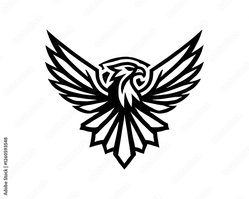 Obraz premium Eagle logo design icon vector template. Black eagle logo