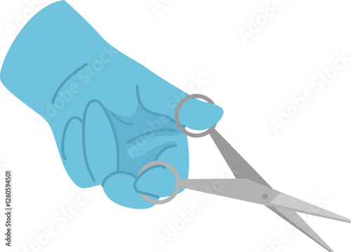 doctor's hand with blue gloves hold a medical tools