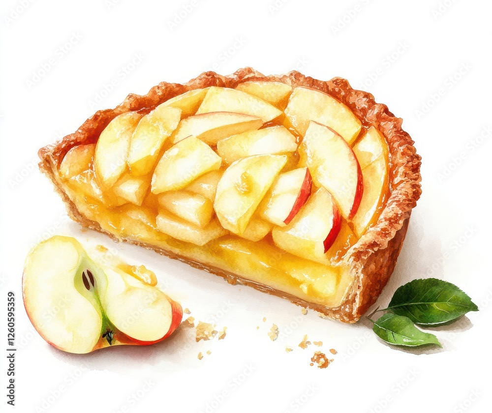 Freshly Baked Apple Tart Slice with Juicy Apples and Golden Caramel Glaze on Flaky Crust Captured in Delicious Detail for Culinary Inspiration Freshly Baked Apple Tart Slice with Juicy Apples and Golden Caramel Glaze on Flaky Crust Captured in Delicious Detail for Culinary Inspiration