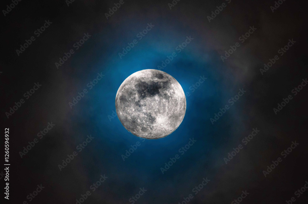 Full super moon over dark black sky at night. Full super moon over dark black sky at night.