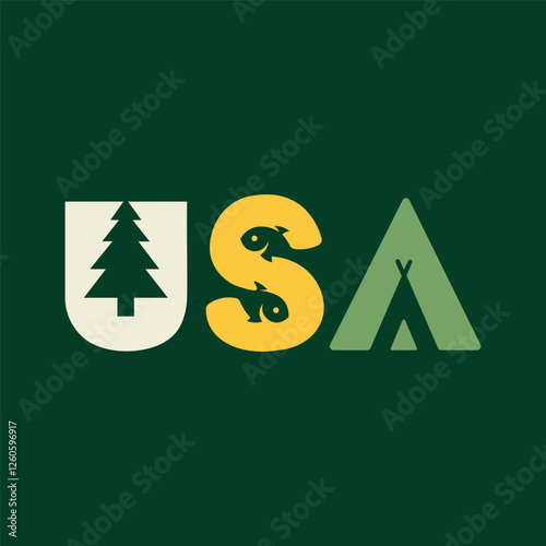 Vector usa text logo design