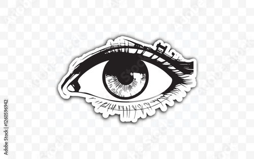 Surreal eye illustration in a bold black-and-white style. Ideal for tattoo designs, mystical art, and conceptual projects. High-quality digital artwork.