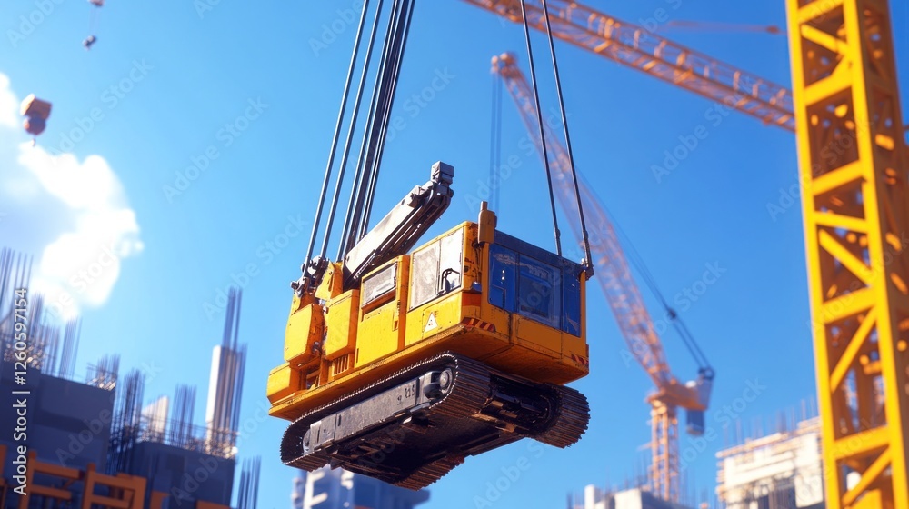 Fototapeta premium Construction Site Crane Lifting Equipment