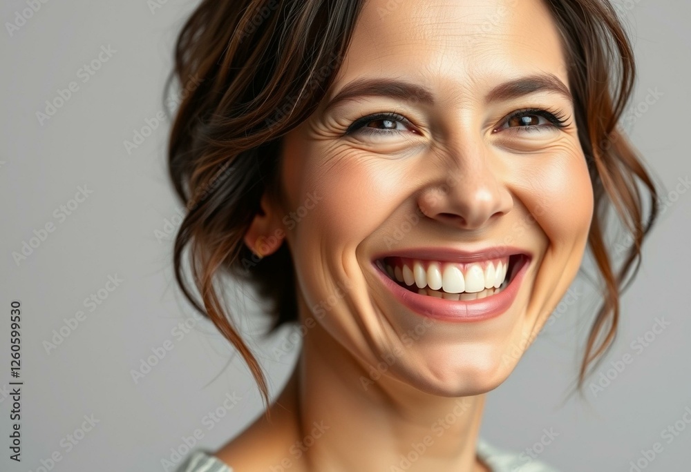 Photorealistic portrait of a laughing woman Photorealistic portrait of a laughing woman