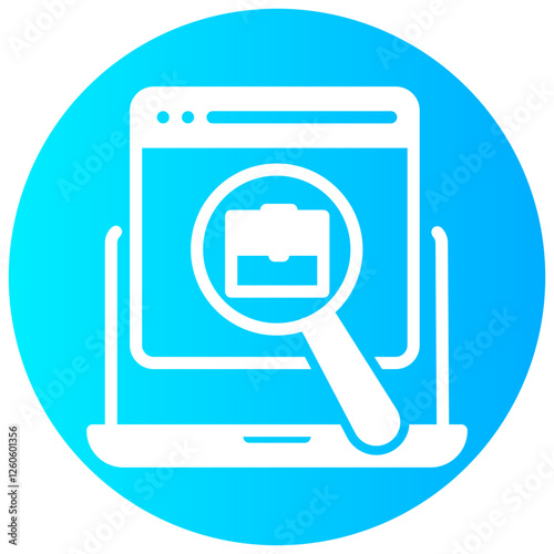 online job search vector round glyph icon