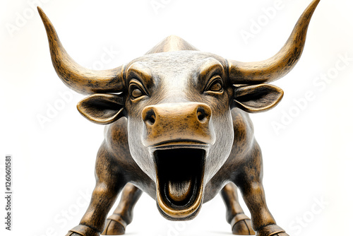 Wall street bronze bull isolated on white background photo