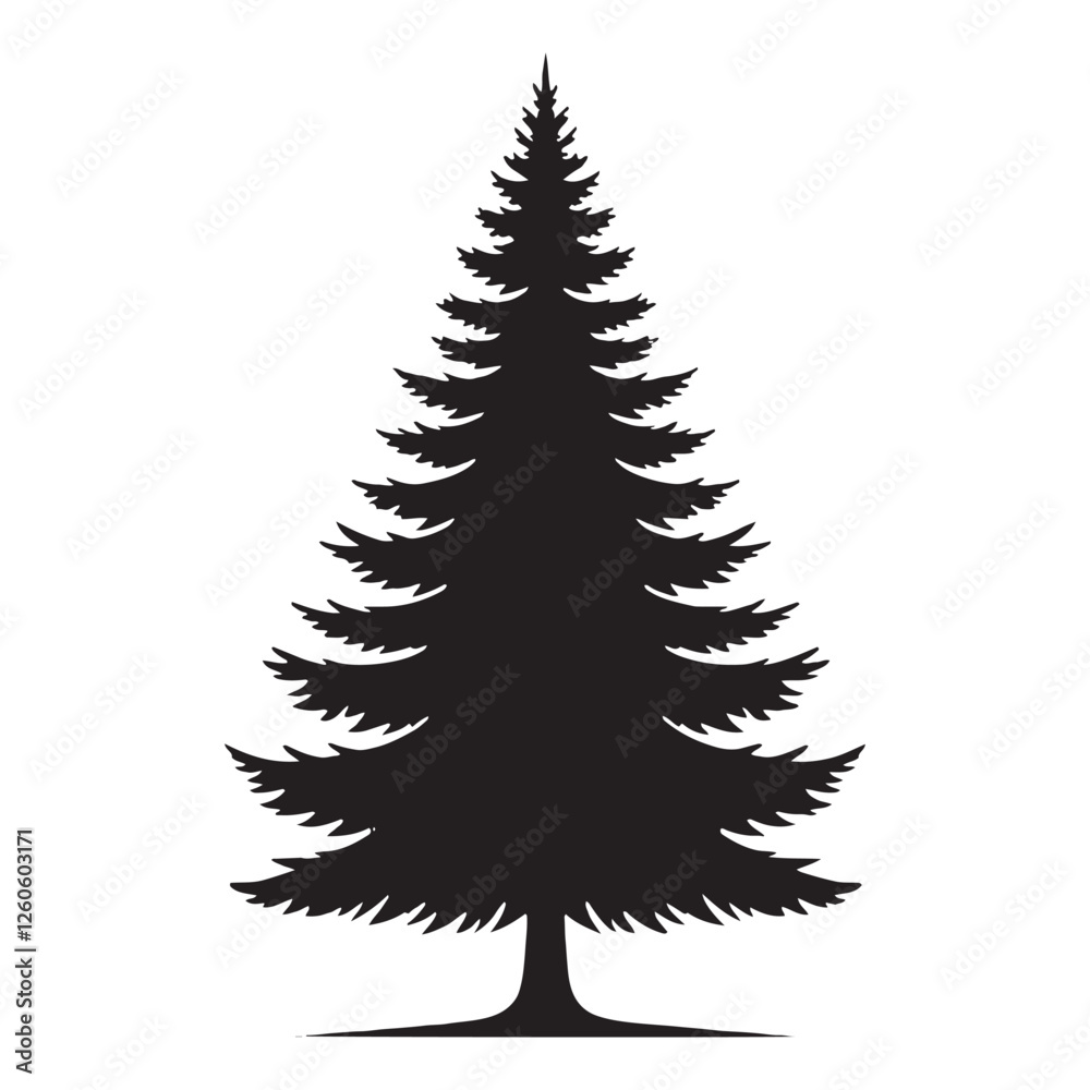 Obraz premium Artistic Fir Tree silhouette with clean and balanced proportions - Fir tree illustration - Fir tree vector - Fir silhouette 