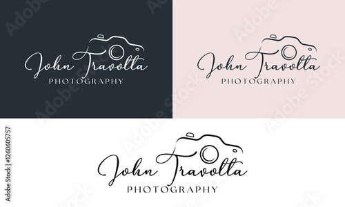 camera logo, modern photography signature logo icon vector