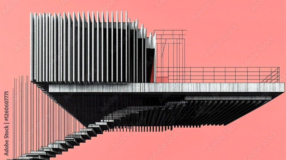 Fototapeta premium Abstract Modern House Design Soft Pink Background. AI Generated