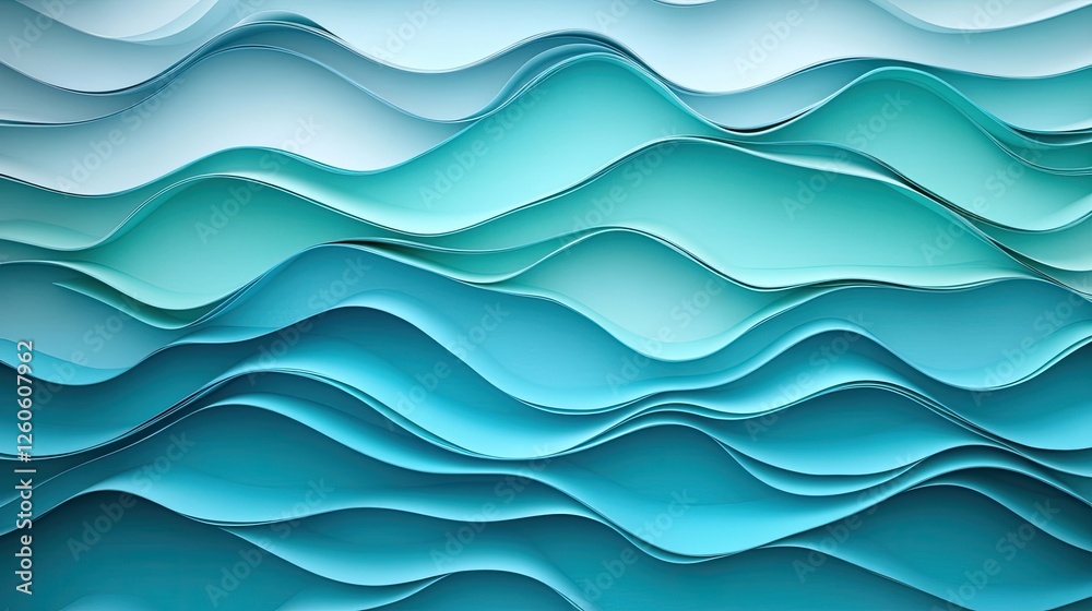Abstract art featuring layered, wavy paper in shades of teal and aqua. The calming effect of the cool colors creates a serene and peaceful mood. Abstract art featuring layered, wavy paper in shades of teal and aqua. The calming effect of the cool colors creates a serene and peaceful mood.