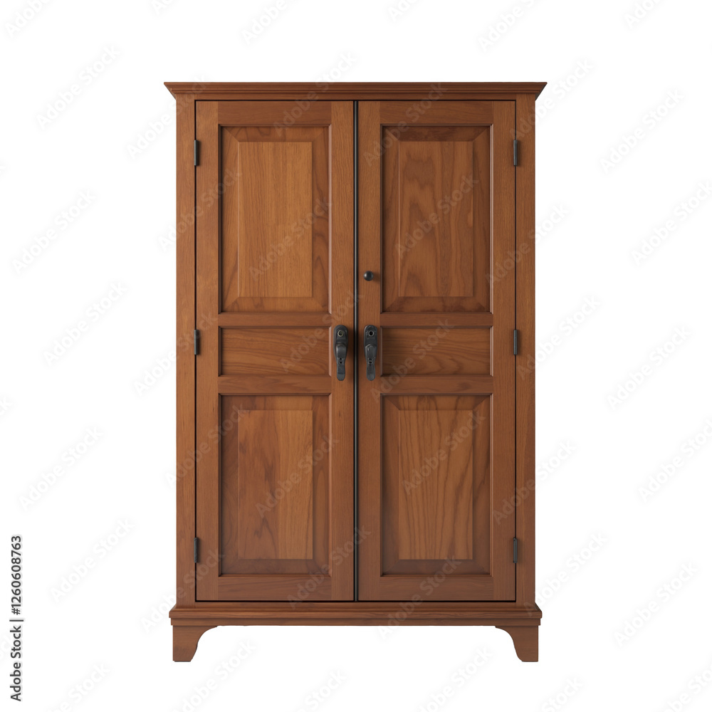 Elegant wooden cabinet with smooth, polished finish on an isolated white background showcasing classic design and rich, warm hues perfect for home decor Elegant wooden cabinet with smooth, polished finish on an isolated white background showcasing classic design and rich, warm hues perfect for home decor