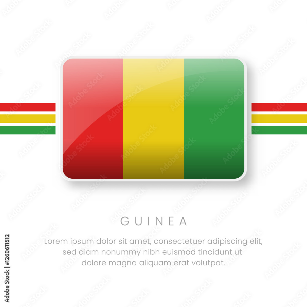 Obraz premium National Guinea Flag.Vector Guinea Button Flag. Realistic National Flag Design and Vector Template.