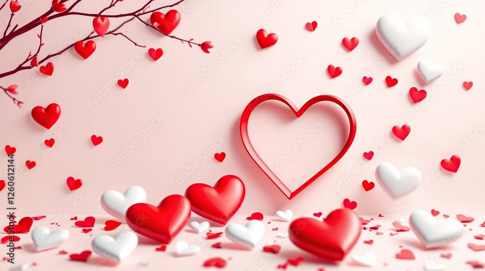 Red Valentine's Day design featuring a love shape on a white background Red Valentine's Day design featuring a love shape on a white background