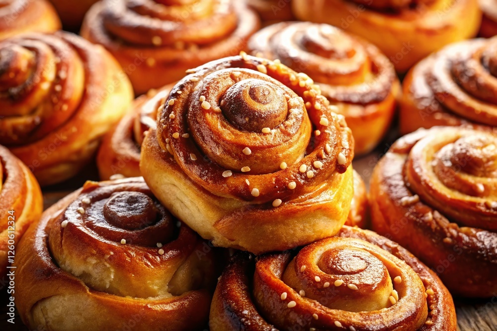 Delicious Cinnamon Buns Pile, Isolated White Background - Low Light Photography Stock Photo Delicious Cinnamon Buns Pile, Isolated White Background - Low Light Photography Stock Photo