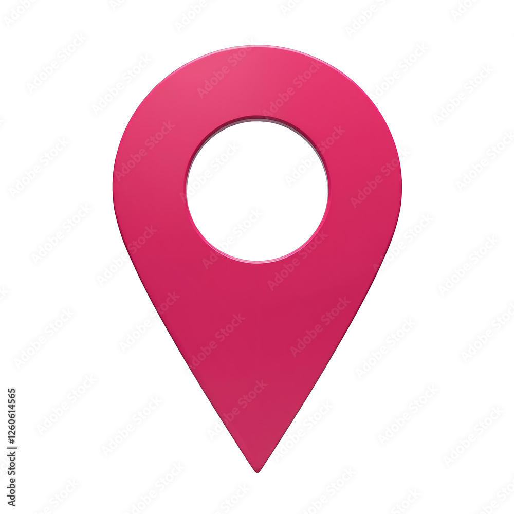 A bright pink location pin is prominently displayed with a circular cutout in the center A bright pink location pin is prominently displayed with a circular cutout in the center