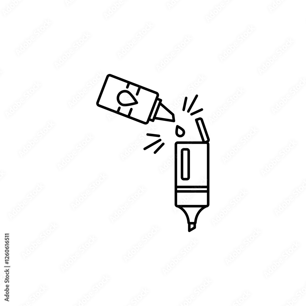 Refillable Highlighter outline vector icon. Refillable Highlighter outline vector icon.