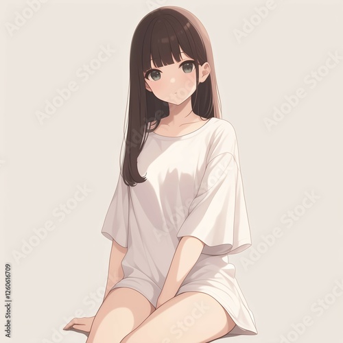 アニメ調の美少女の切り抜き用素材