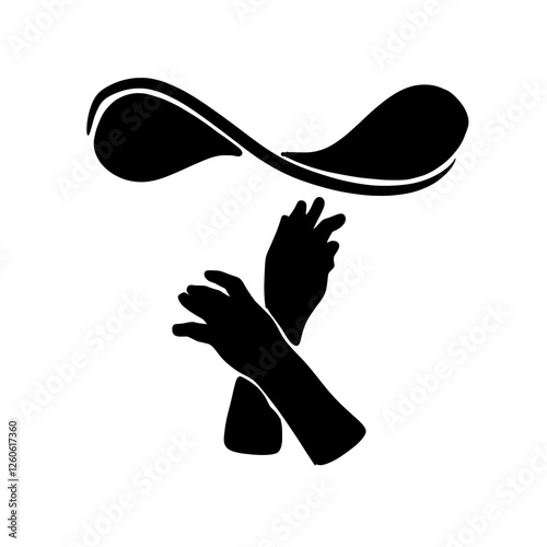 Hands Making Pizza Dough Silhouette – Vector Illustration