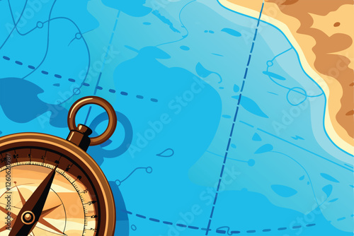 Create a vintage maritime map background featuring an antique compass, showcasing weathered parchment texture and aged color palette.