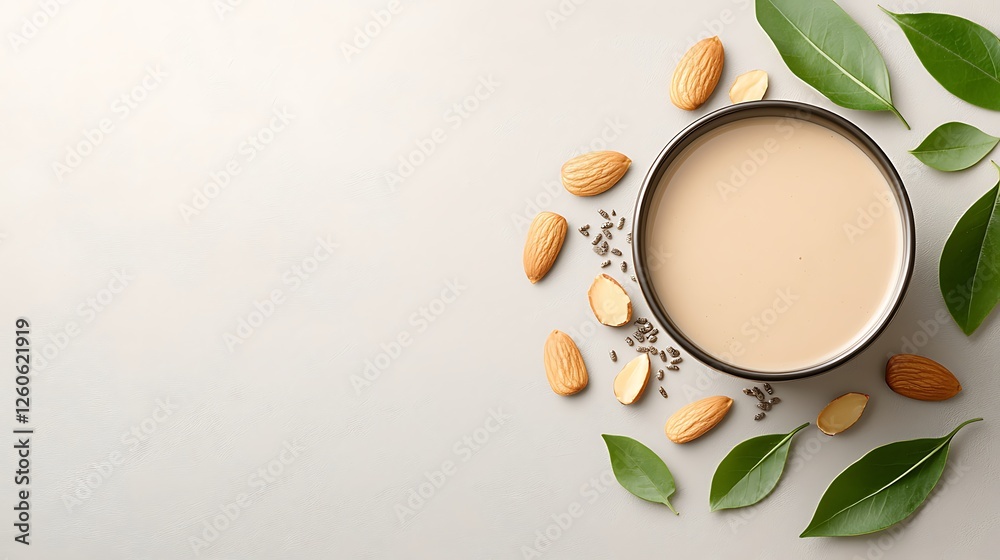 Almond-based tahini a creative minimalist recipe with healthy food photography Almond-based tahini a creative minimalist recipe with healthy food photography