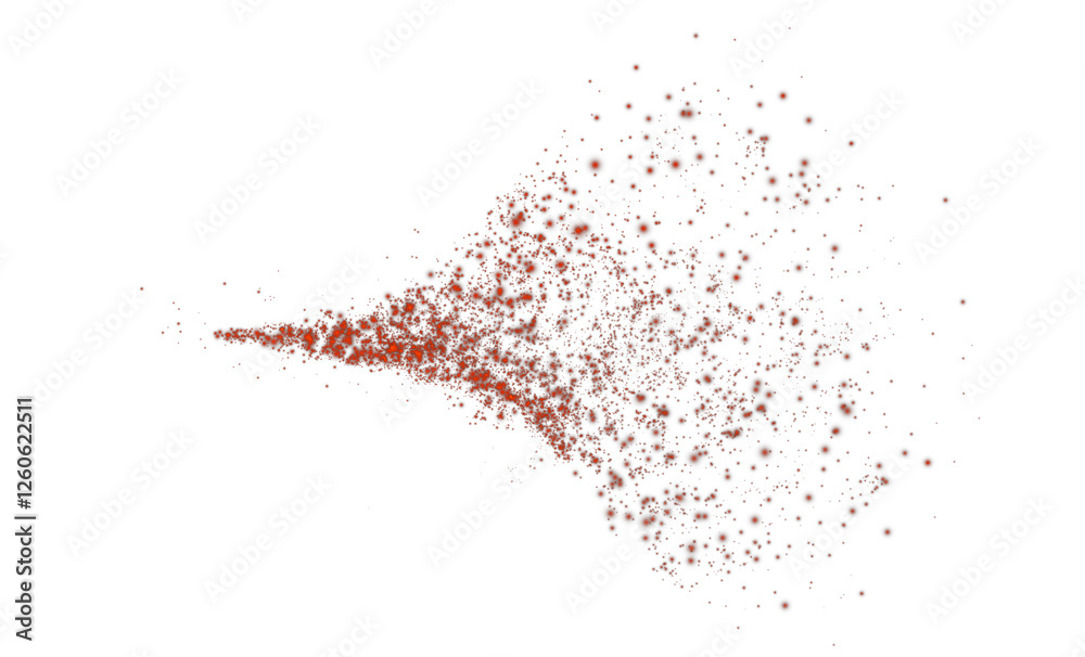 Obraz premium Fantastic red smoke background. Red spice powder explosion, spice splash, Magic smoke with glitter and small particles, fog with glowing particles, red steam. PNG. 