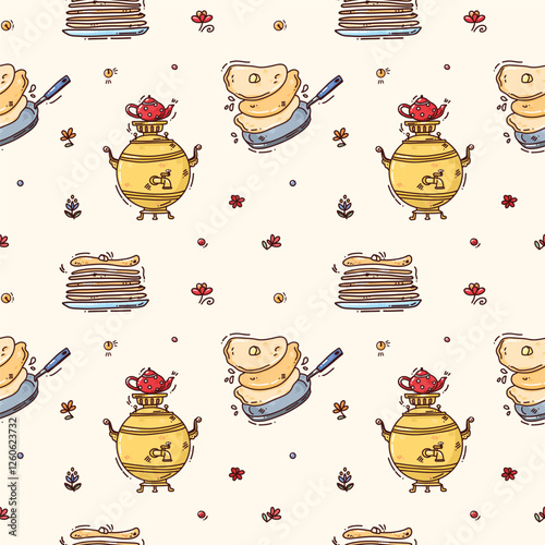 seamless pattern with maslenitsa elements
