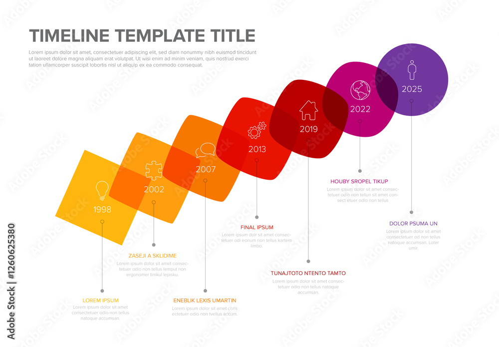 Colorful Business Timeline Template with blended shape and color