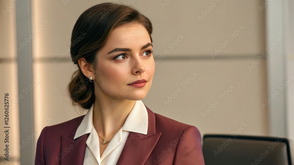 A beautiful and confident business woman with a captivating gaze and a confident presence in her professional attire, radiating ambition and professionalism. A beautiful and confident business woman with a captivating gaze and a confident presence in her professional attire, radiating ambition and professionalism.