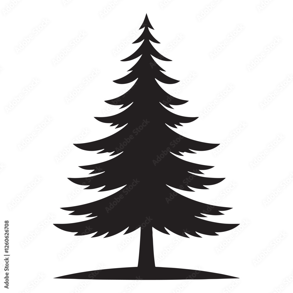 Fototapeta premium Natural Pine Tree silhouette that beautifully represents forests - Pine tree illustration - Pine tree vector - Pine silhouette