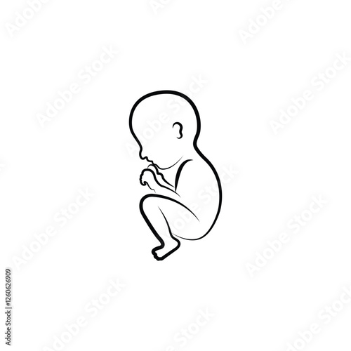 New born baby vector line art illustration.
