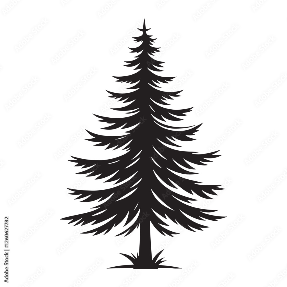 Fototapeta premium Pine Tree silhouette perfect for decorative projects and natural themes - Pine tree illustration - Pine tree vector - Pine silhouette 